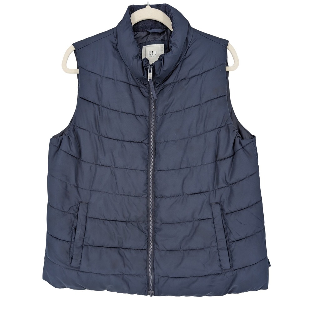 GAP Puffer Vest Mens Large Navy ColdControl Water Resistant Full Zip Lightweight